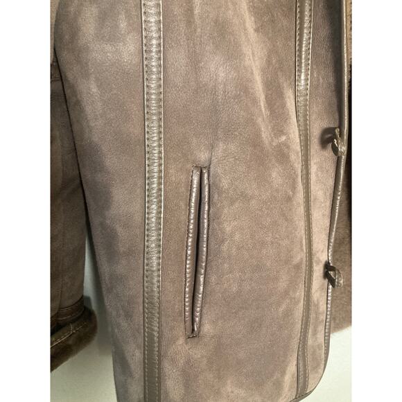Lakeland Sheepskin Suede Leather Coat Britain Beautiful Vintage Sz M UK 12 US 10 - Picture 9 of 14